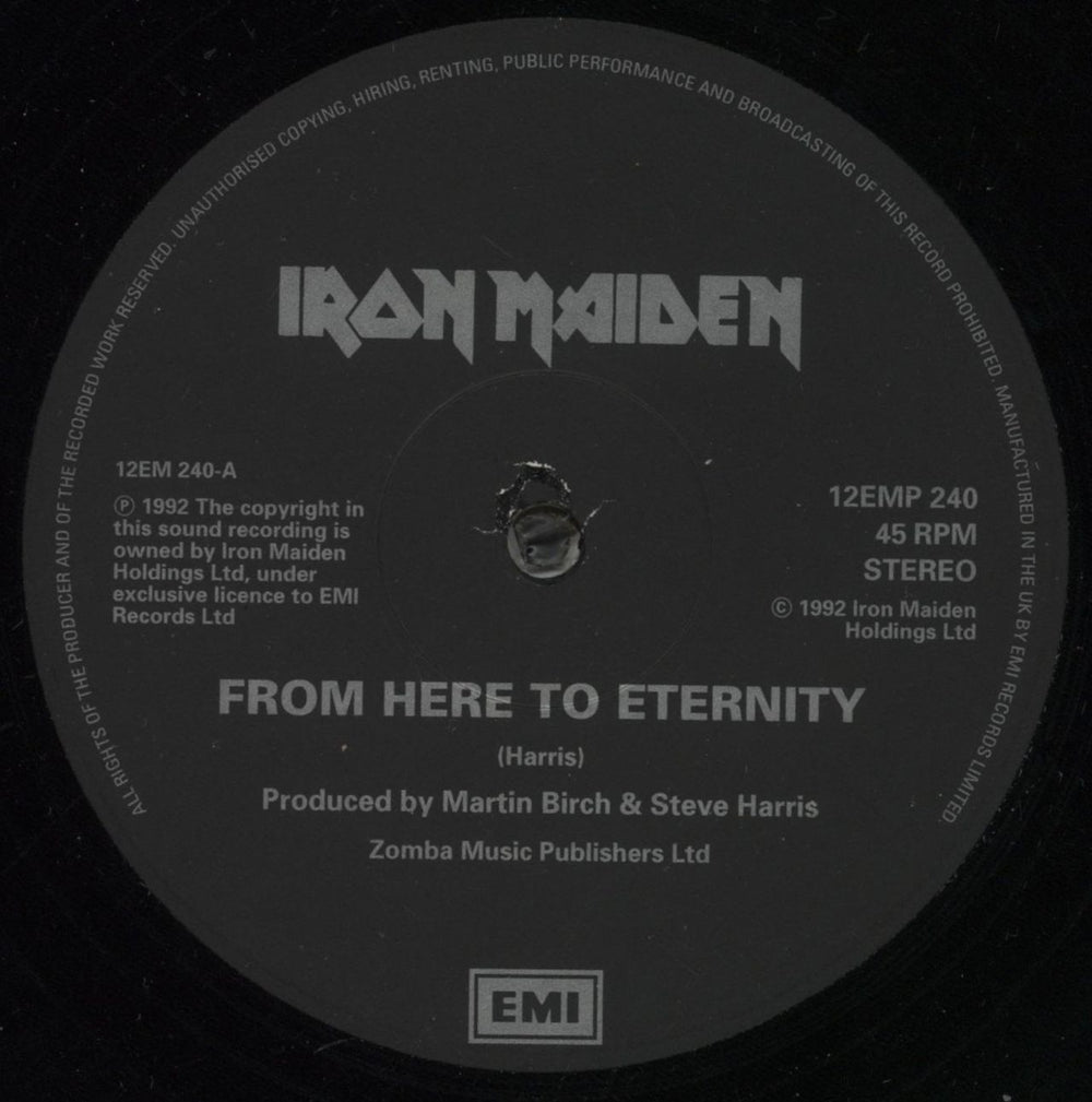 Iron Maiden From Here To Eternity - Poster Sleeve UK 12" vinyl single (12 inch record / Maxi-single) IRO12FR06560