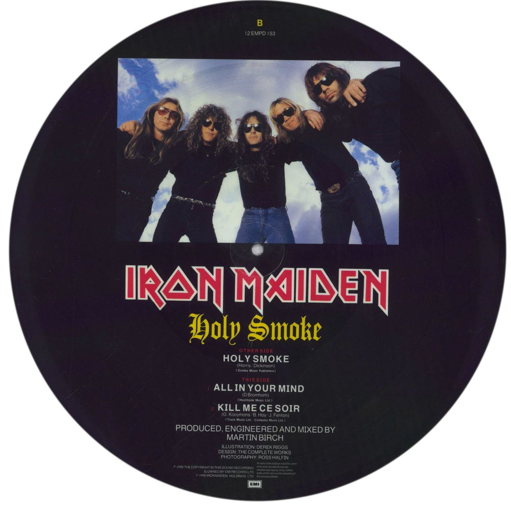 Iron Maiden Holy Smoke UK 12" vinyl picture disc (12 inch picture record)