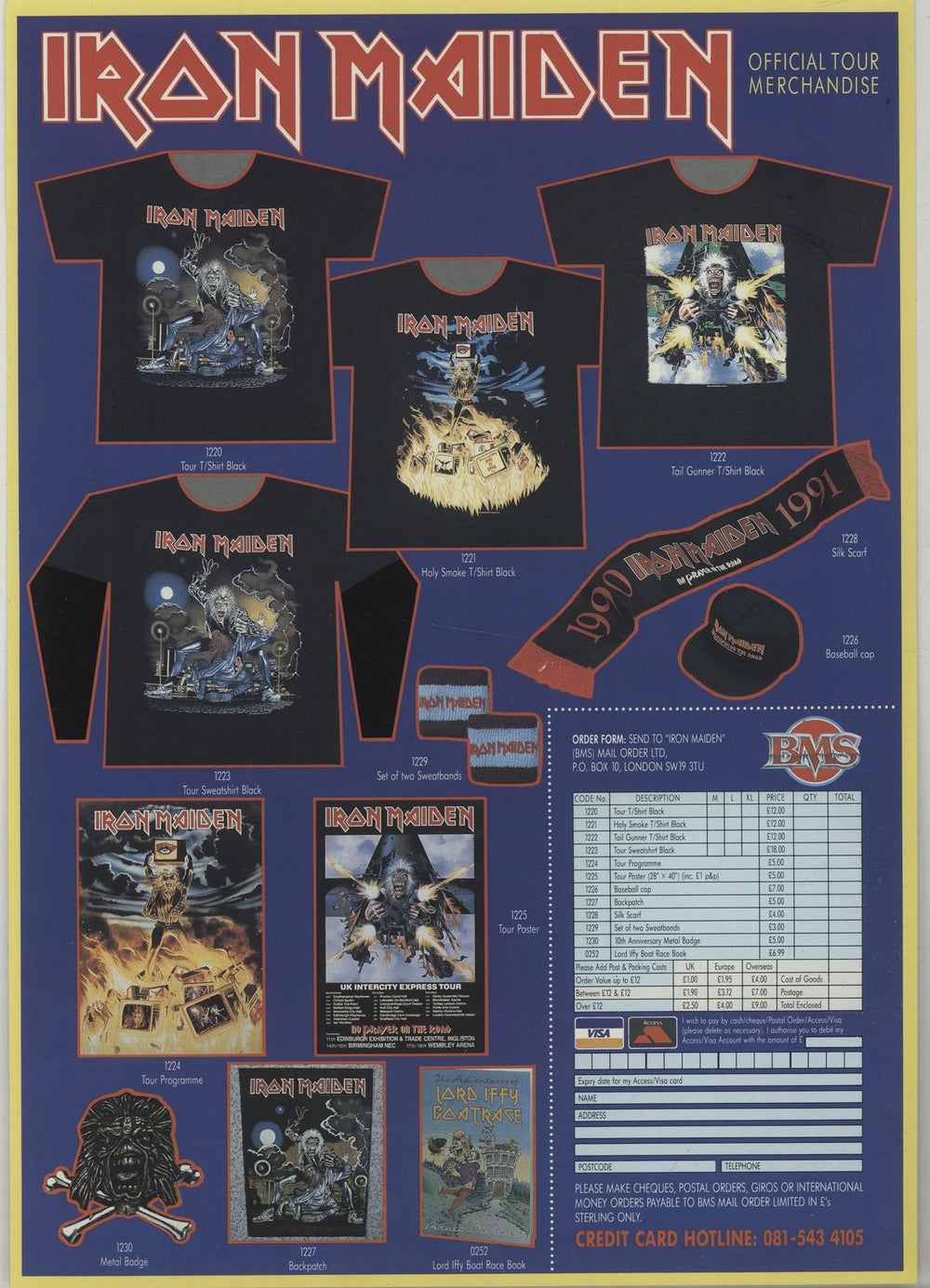 Iron Maiden Inter City Express Tour 1990 + Merchandise Insert UK tour programme IROTRIN666180