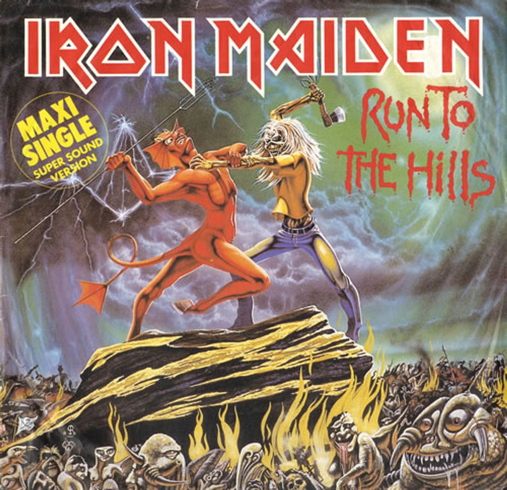 Iron Maiden Run To The Hills - EX German 12" vinyl single (12 inch record / Maxi-single) 1CK052-07604Z