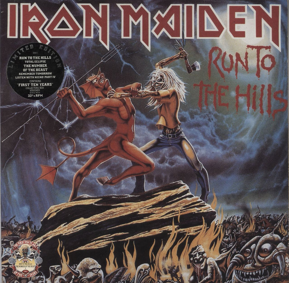 Iron Maiden Run To The Hills / The Number Of The Beast - VG UK 12" vinyl single (12 inch record / Maxi-single) IRN4