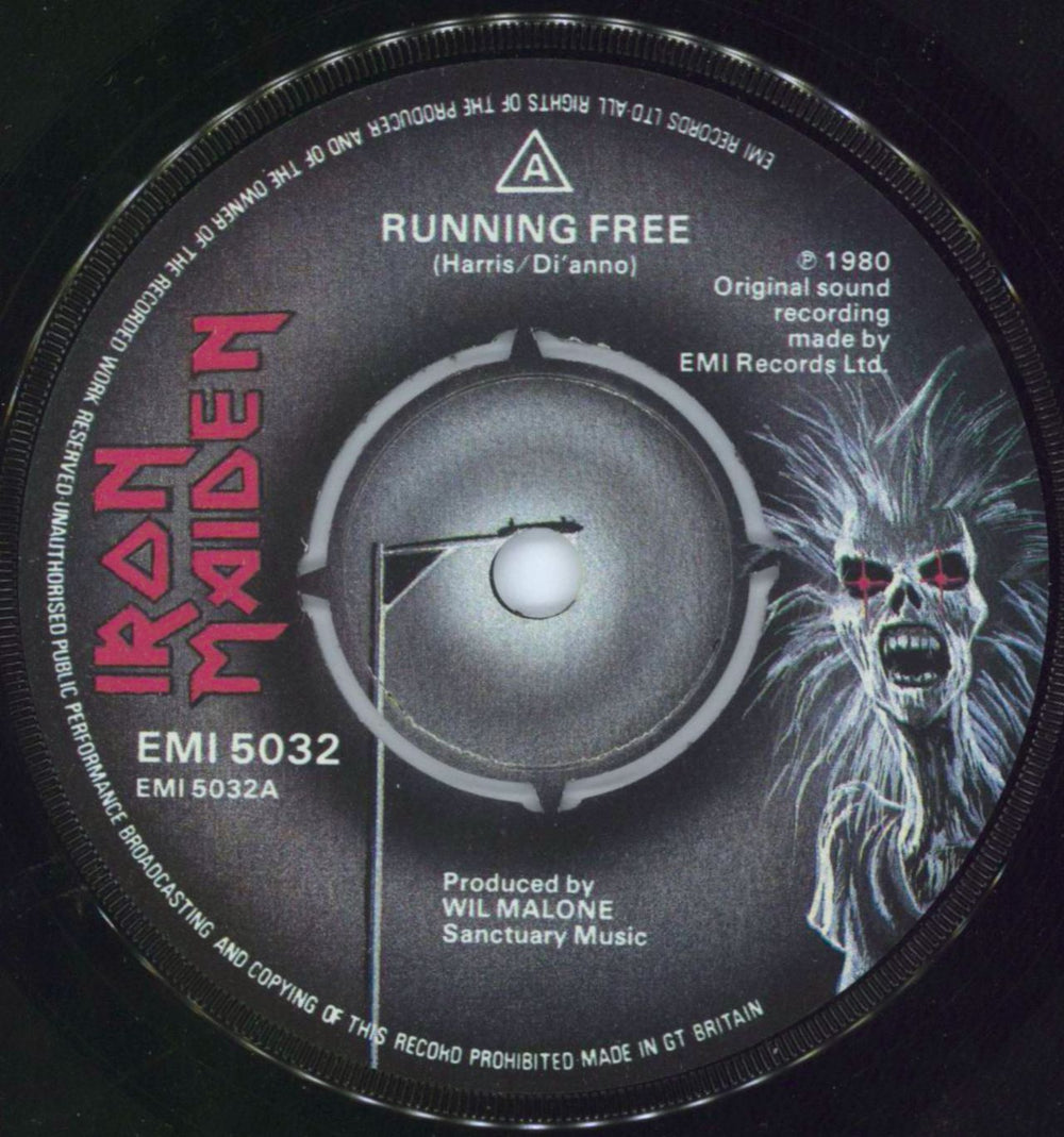 Iron Maiden Running Free - 1st - Card Sleeve - EX UK 7" vinyl single (7 inch record / 45) IRO07RU563793