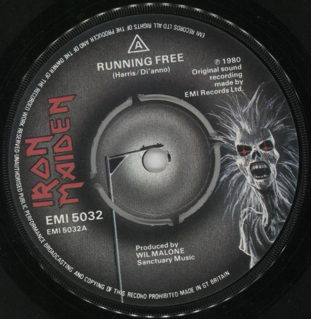 Iron Maiden Running Free - 1st - Card Sleeve - VG UK 7" vinyl single (7 inch record / 45) IRO07RU579650