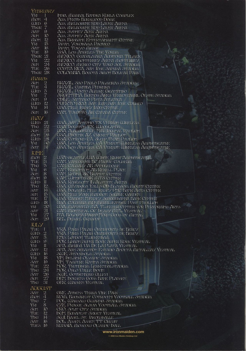 Iron Maiden Somewhere Back In Time World Tour 2008 + Ticket Stub UK tour programme