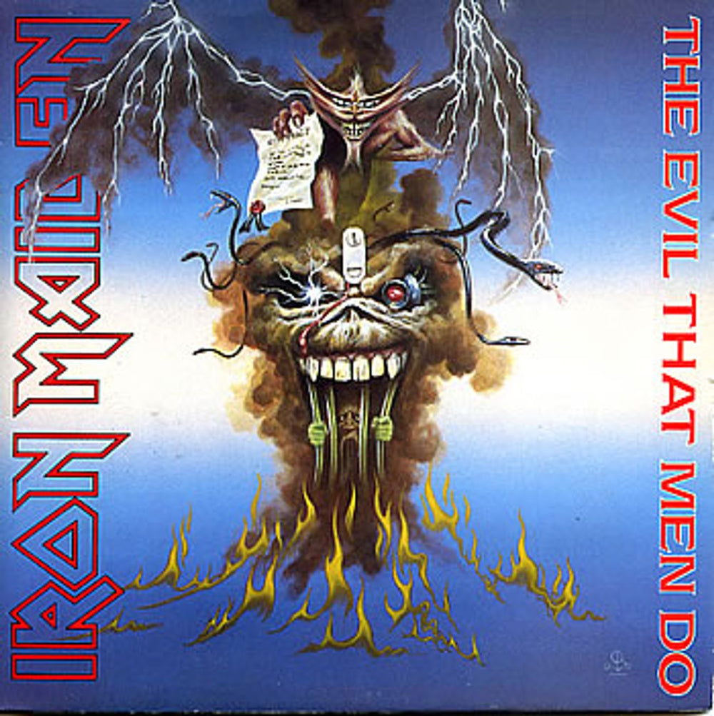 Iron Maiden The Evil That Men Do - Inj - Gatefold UK 7" vinyl single (7 inch record / 45) EMG64