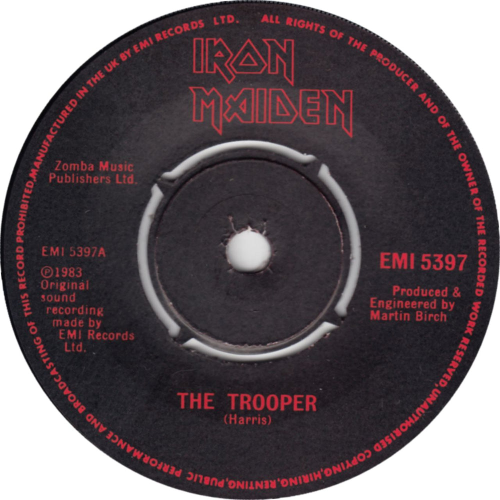 Iron Maiden The Trooper - 4pr + card p/s UK 7" vinyl single (7 inch record / 45)