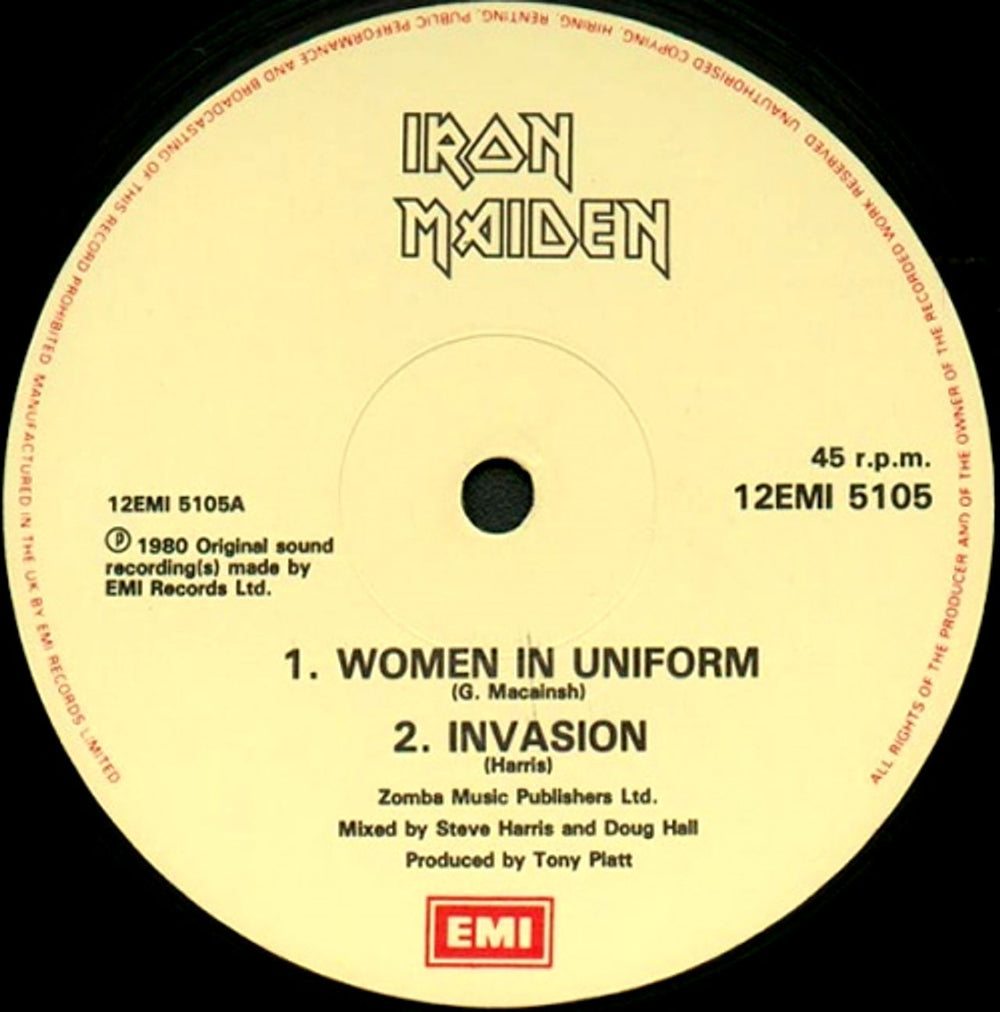 Iron Maiden Women In Uniform - Cream Labels UK 12" vinyl single (12 inch record / Maxi-single) IRO12WO563667