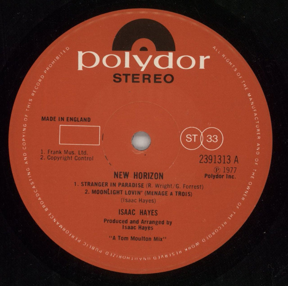 Isaac Hayes New Horizon UK vinyl LP album (LP record) IHYLPNE724600