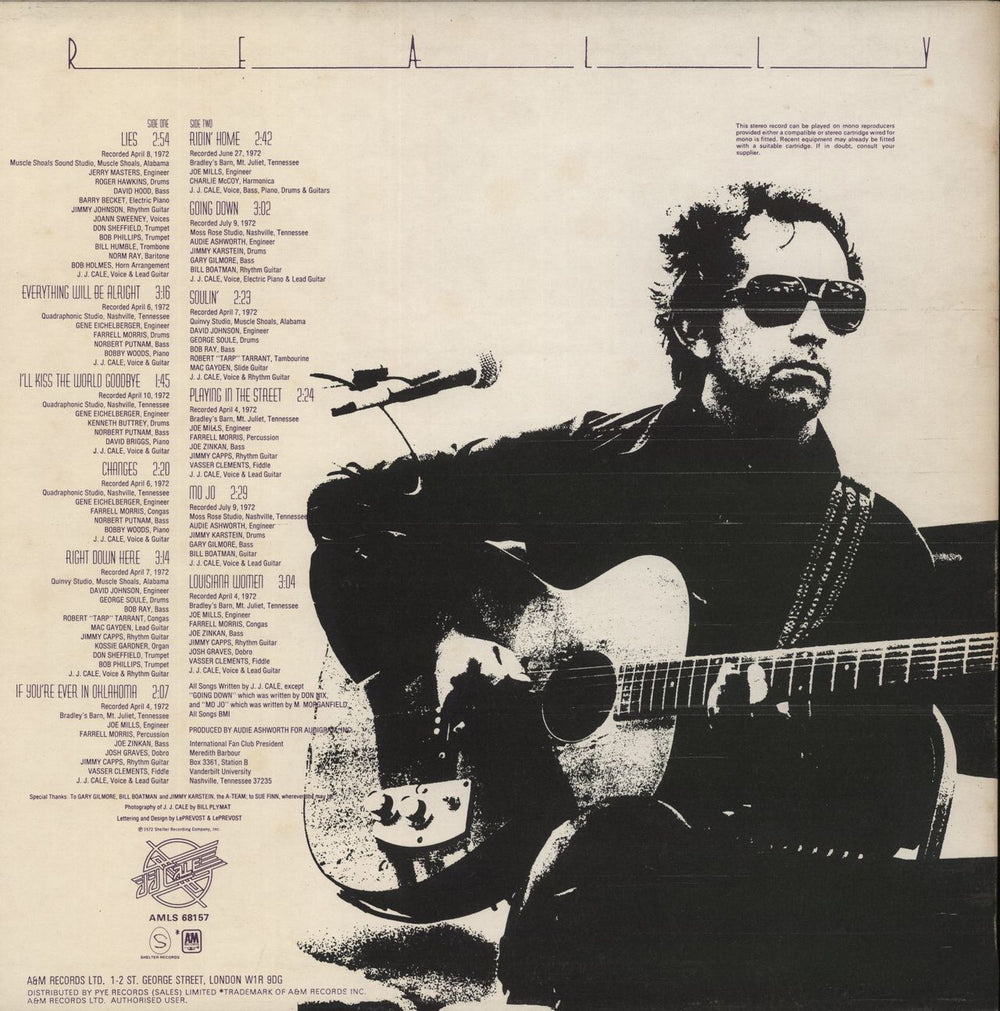 J.J. Cale Really - 2nd Variant UK vinyl LP album (LP record)