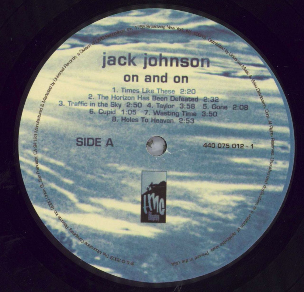 Jack Johnson On And On US vinyl LP album (LP record) JKJLPON822652