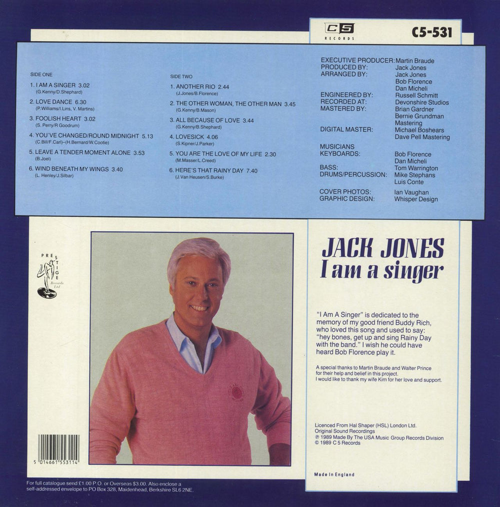 Jack Jones I Am A Singer French vinyl LP album (LP record)