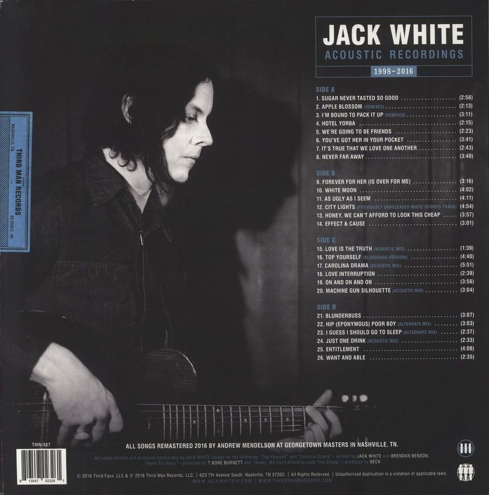 Jack White Acoustic Recordings 1998-2016 - Sticker Sealed UK 2-LP vinyl record set (Double LP Album) 813547023261