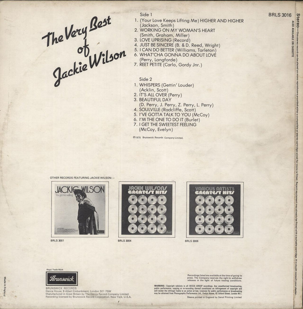 Jackie Wilson Very Best Of - EX UK vinyl LP album (LP record)