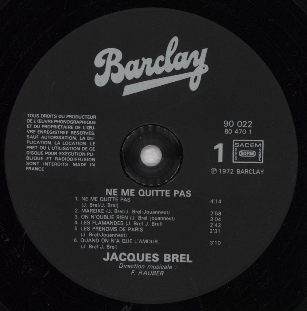 Jacques Brel Ne Me Quitte Pas 8 French vinyl LP album (LP record) JQBLPNE839586