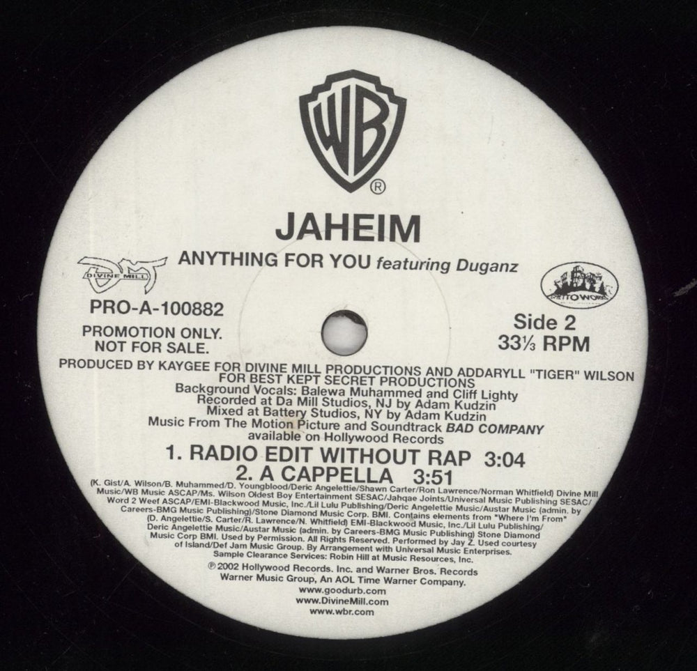 Jaheim Anything For You US Promo 12" vinyl single (12 inch record / Maxi-single)