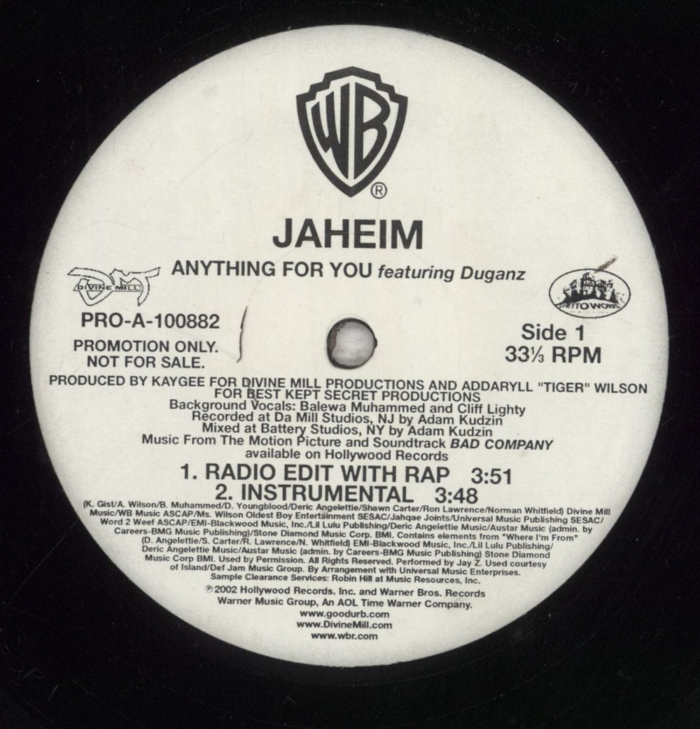 Jaheim Anything For You US Promo 12" vinyl single (12 inch record / Maxi-single) PRO-A-100882