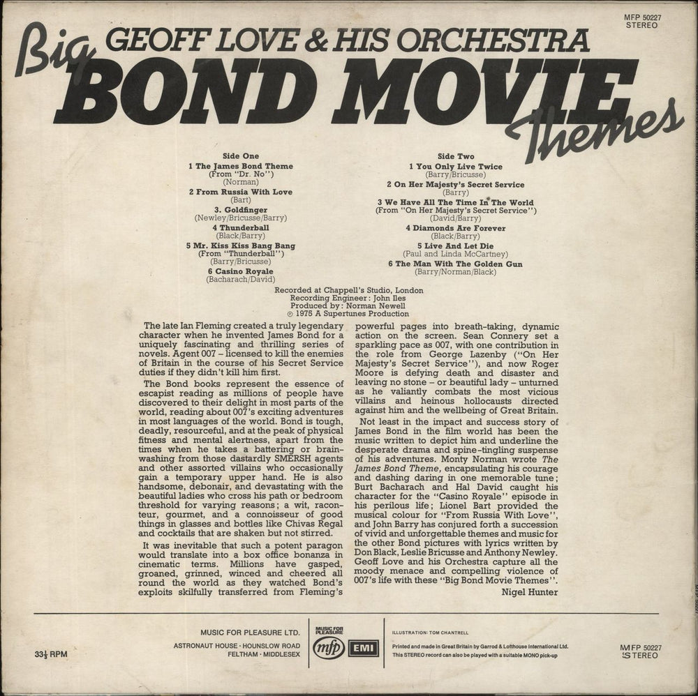 James Bond Big Bond Movie Themes UK vinyl LP album (LP record)