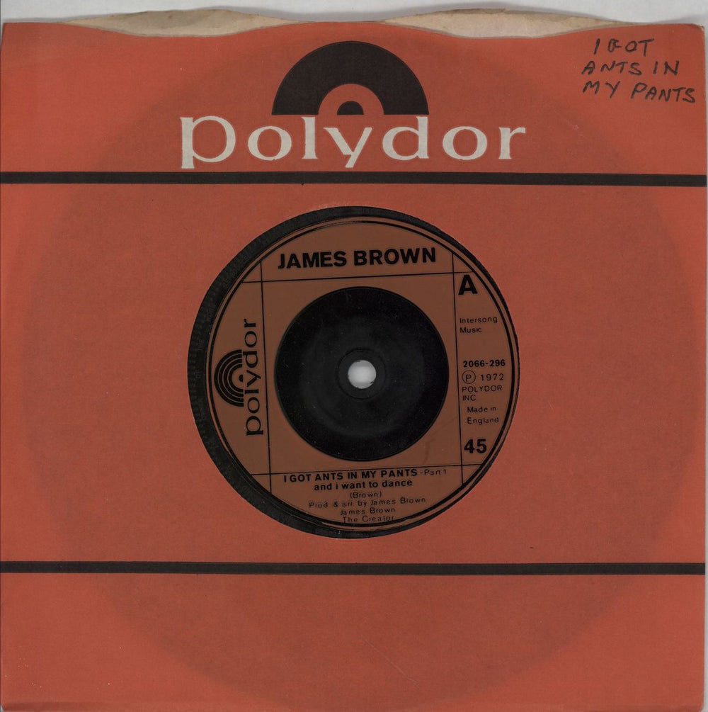 James Brown I Got Ants In My Pants (Part 1) UK 7" vinyl single (7 inch record / 45) 2066-296