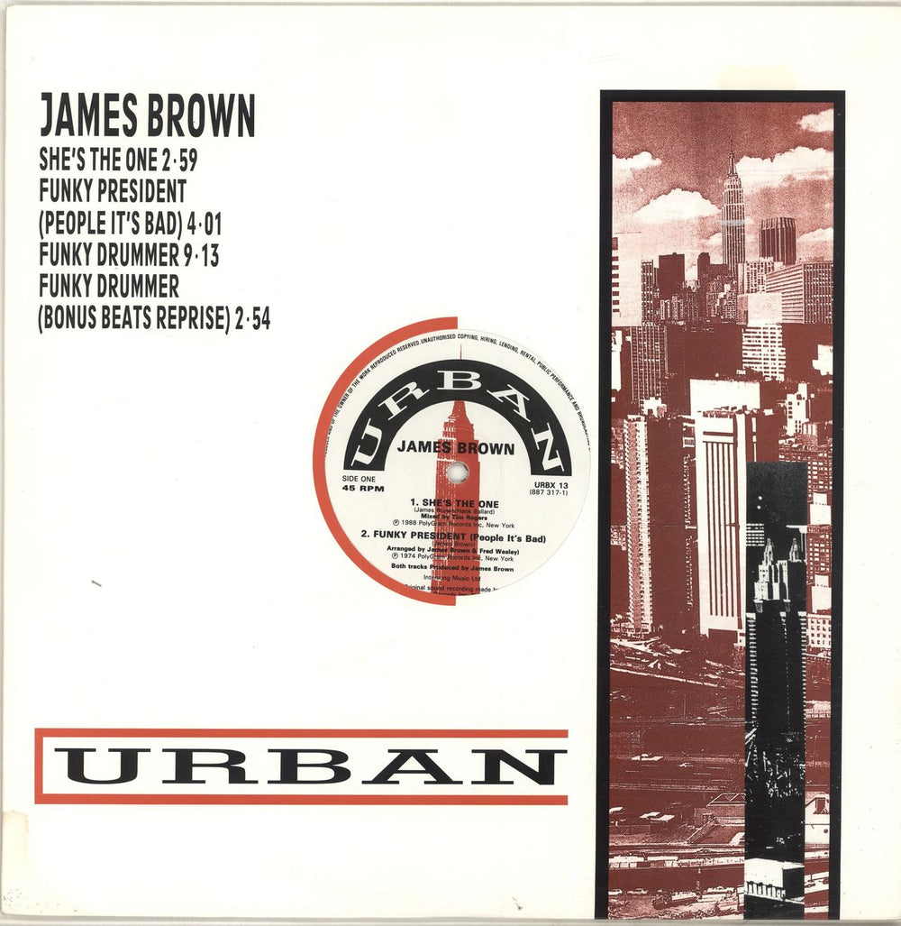 James Brown She's The One UK 12" vinyl single (12 inch record / Maxi-single) URBX13