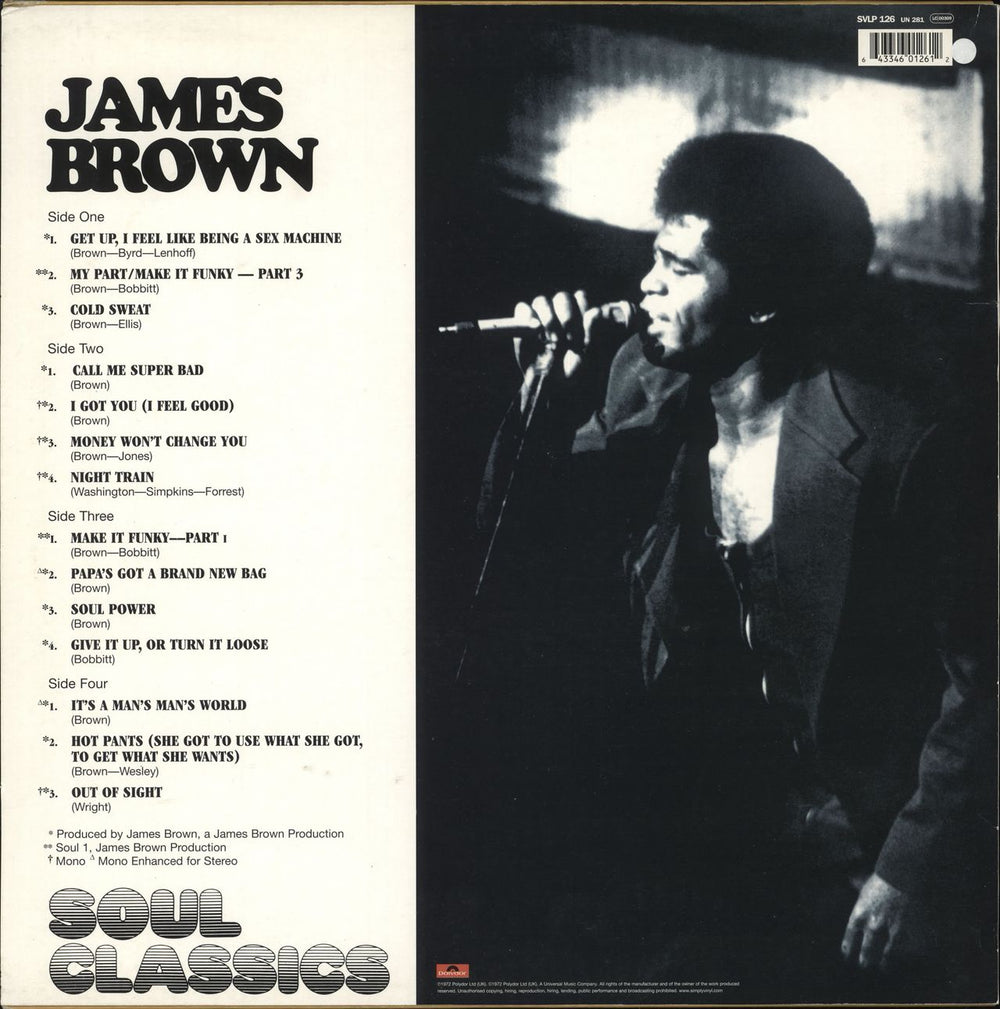James Brown Soul Classics Vol. 1 UK 2-LP vinyl record set (Double LP Album) 643346012612