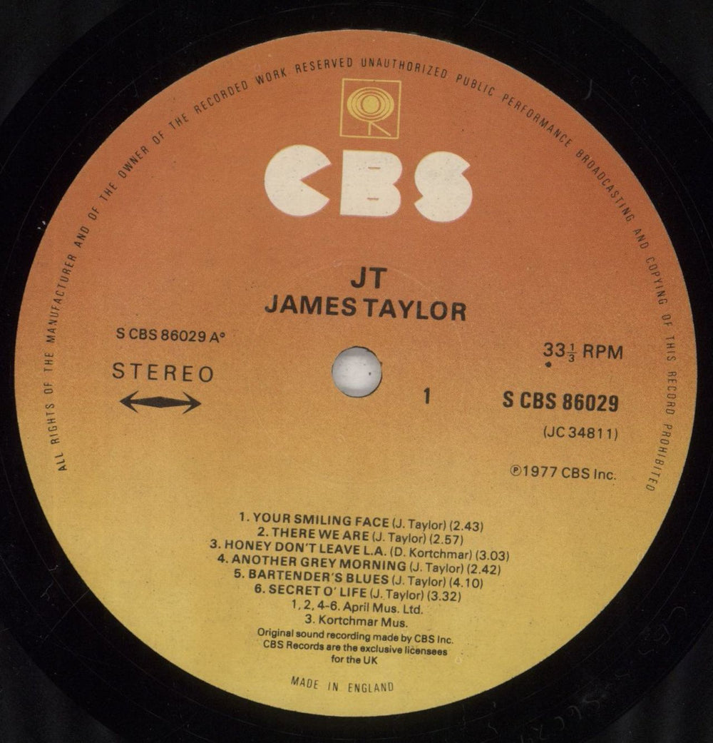 James Taylor JT UK vinyl LP album (LP record) JTYLPJT186448