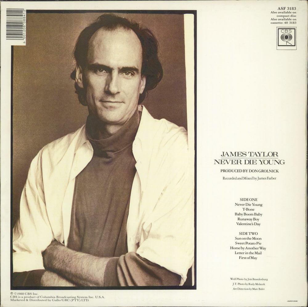 James Taylor Never Die Young South African vinyl LP album (LP record)