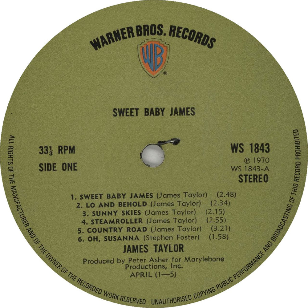 James Taylor Sweet Baby James - 2nd UK vinyl LP album (LP record) JTYLPSW451892