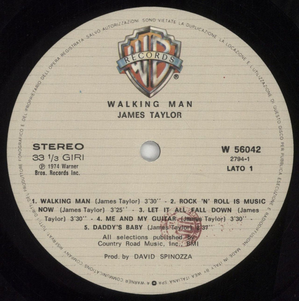 James Taylor Walking Man Italian vinyl LP album (LP record) JTYLPWA851352