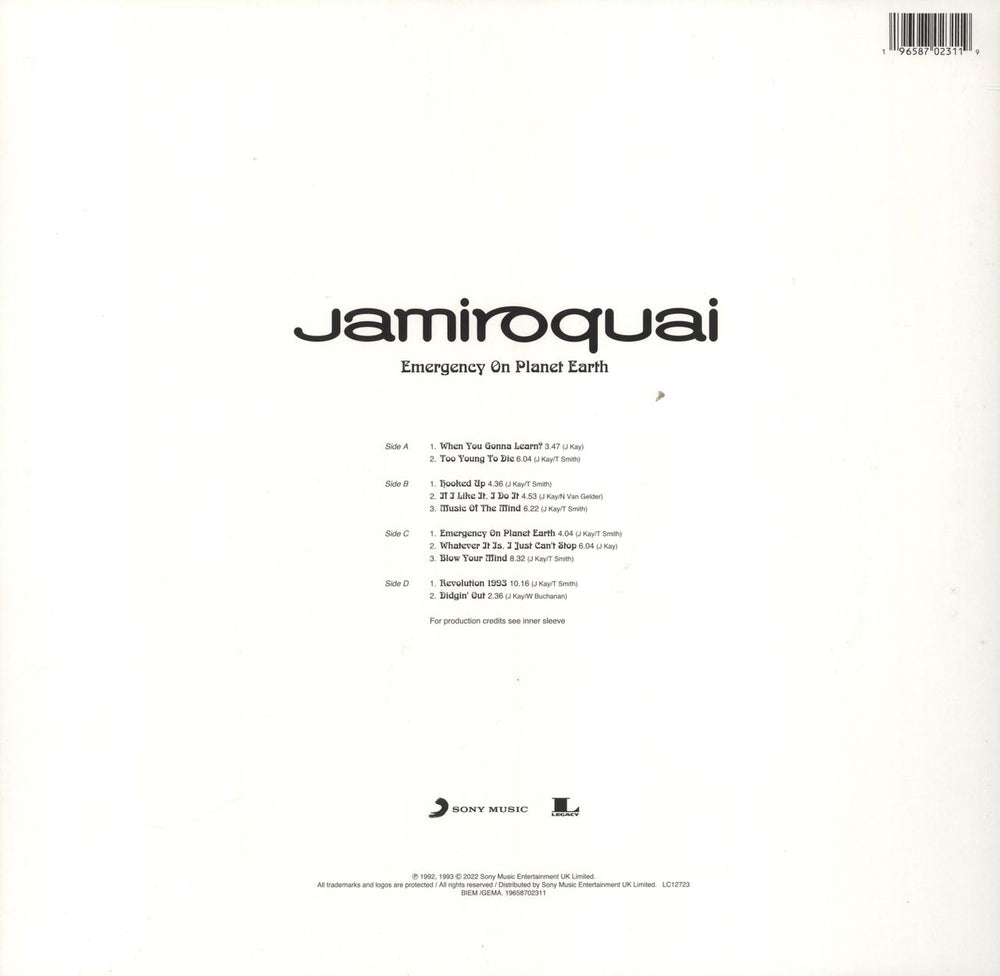 Jamiroquai Emergency On Planet Earth - Clear Vinyl UK 2-LP vinyl record set (Double LP Album) 196587023119