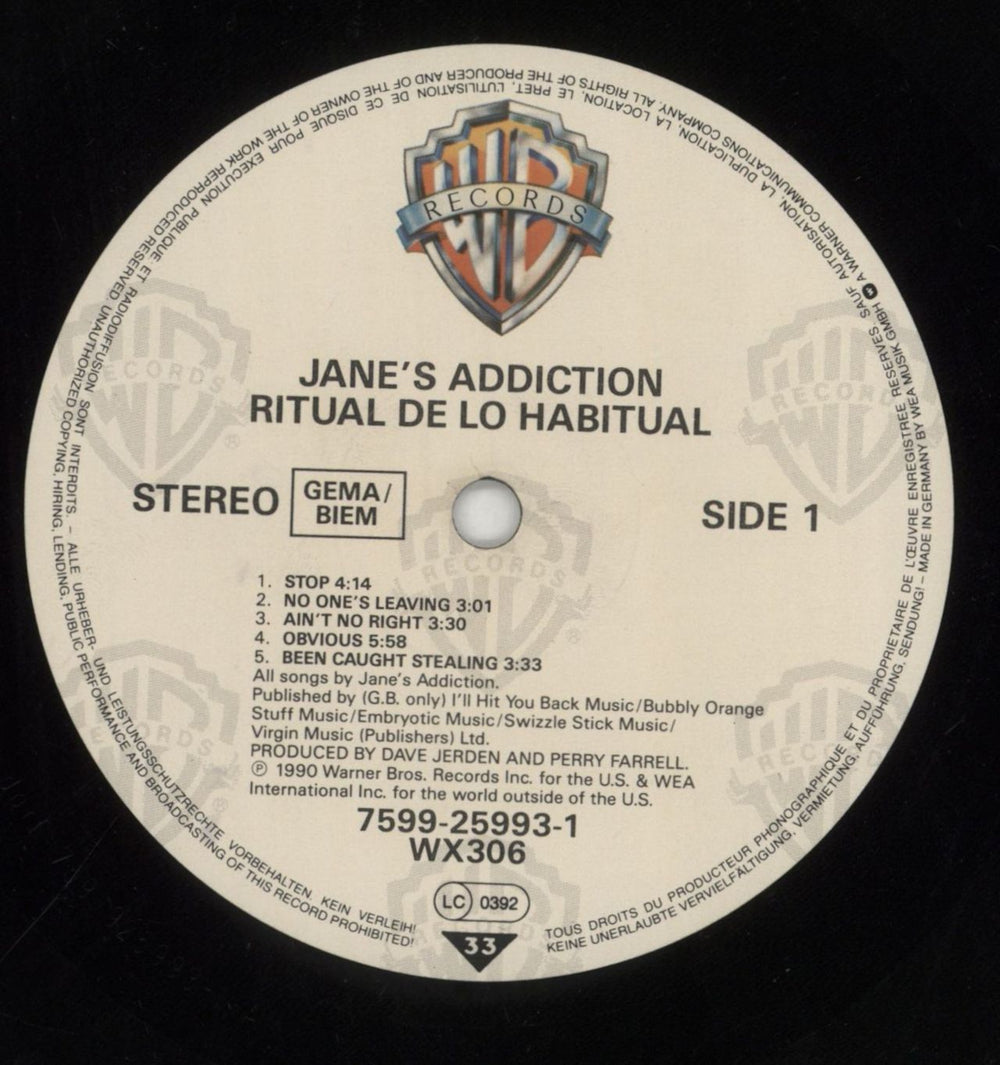 Janes Addiction Ritual De Lo Habitual - EX UK vinyl LP album (LP record) JANLPRI654695
