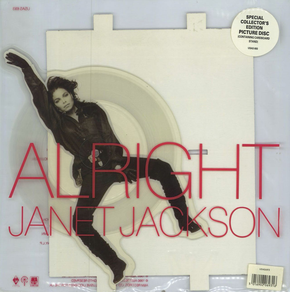 Janet Jackson Alright + Insert UK shaped picture disc (picture disc vinyl record) USAS693