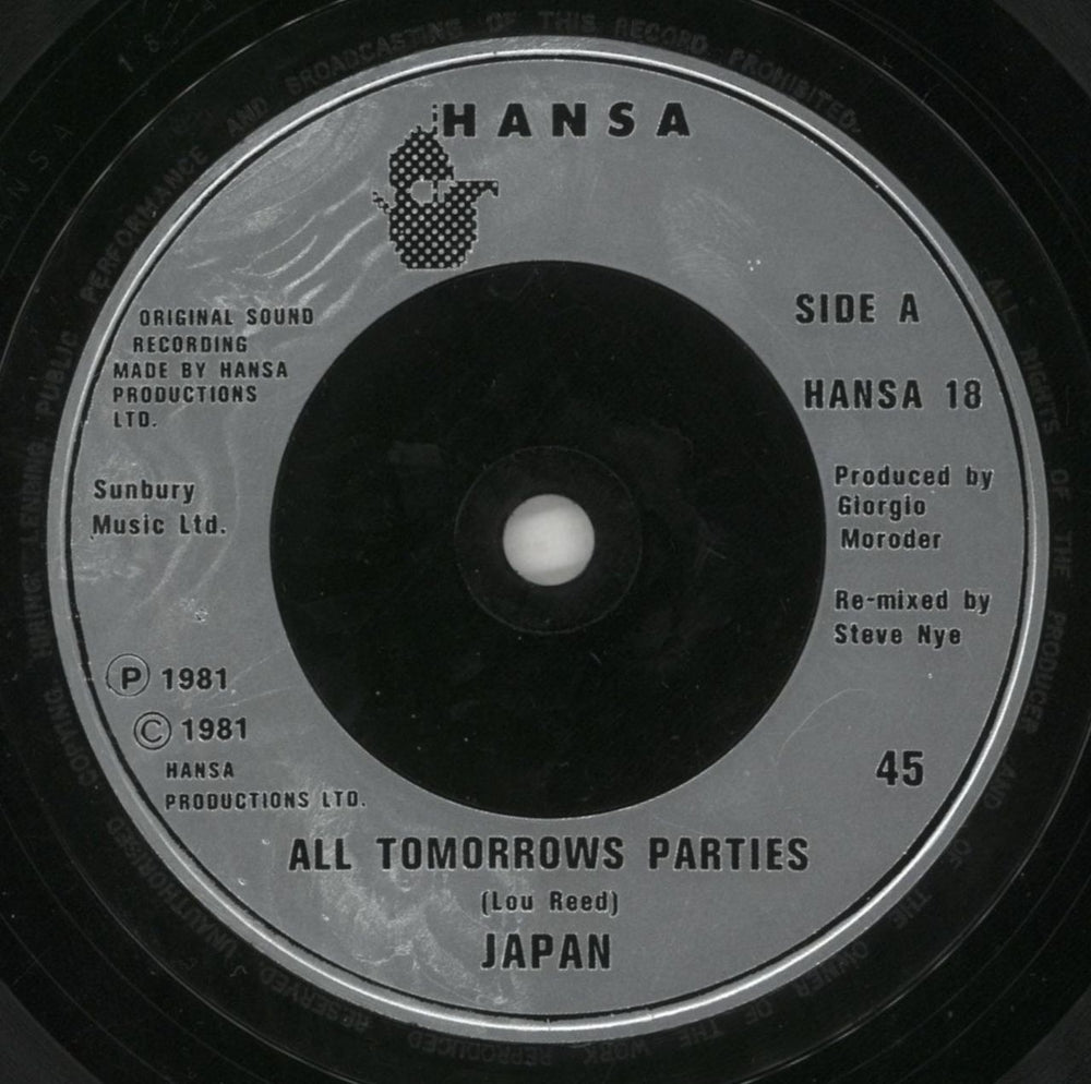 Japan All Tomorrows Parties UK 7" vinyl single (7 inch record / 45) JAP07AL82018