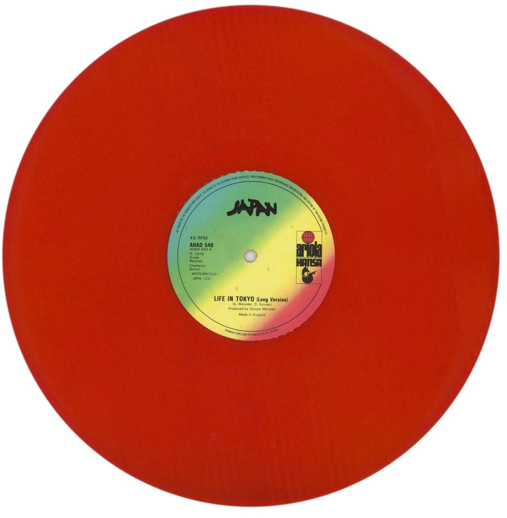 Japan Life In Tokyo - Red Vinyl + Company Sleeve UK 12" vinyl single (12 inch record / Maxi-single) JAP12LI679987