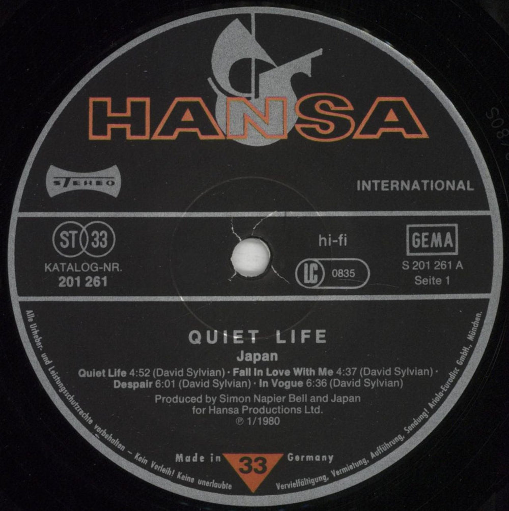 Japan Quiet Life German vinyl LP album (LP record) JAPLPQU277600