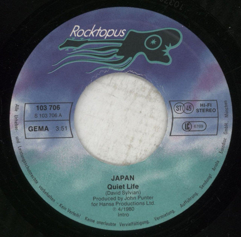 Japan Quiet Life + Press sheet German 7" vinyl single (7 inch record / 45) JAP07QU463192