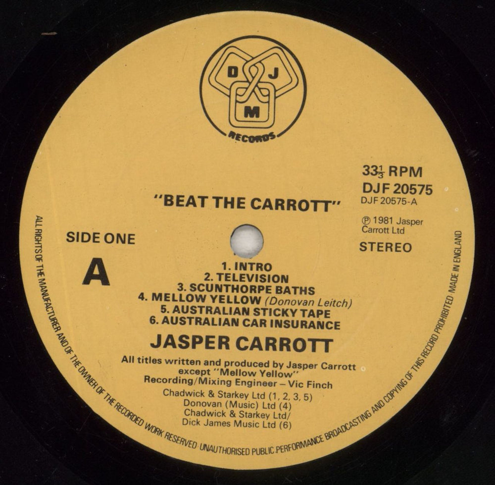 Jasper Carrott Beat The Carrott UK vinyl LP album (LP record) JCTLPBE252067