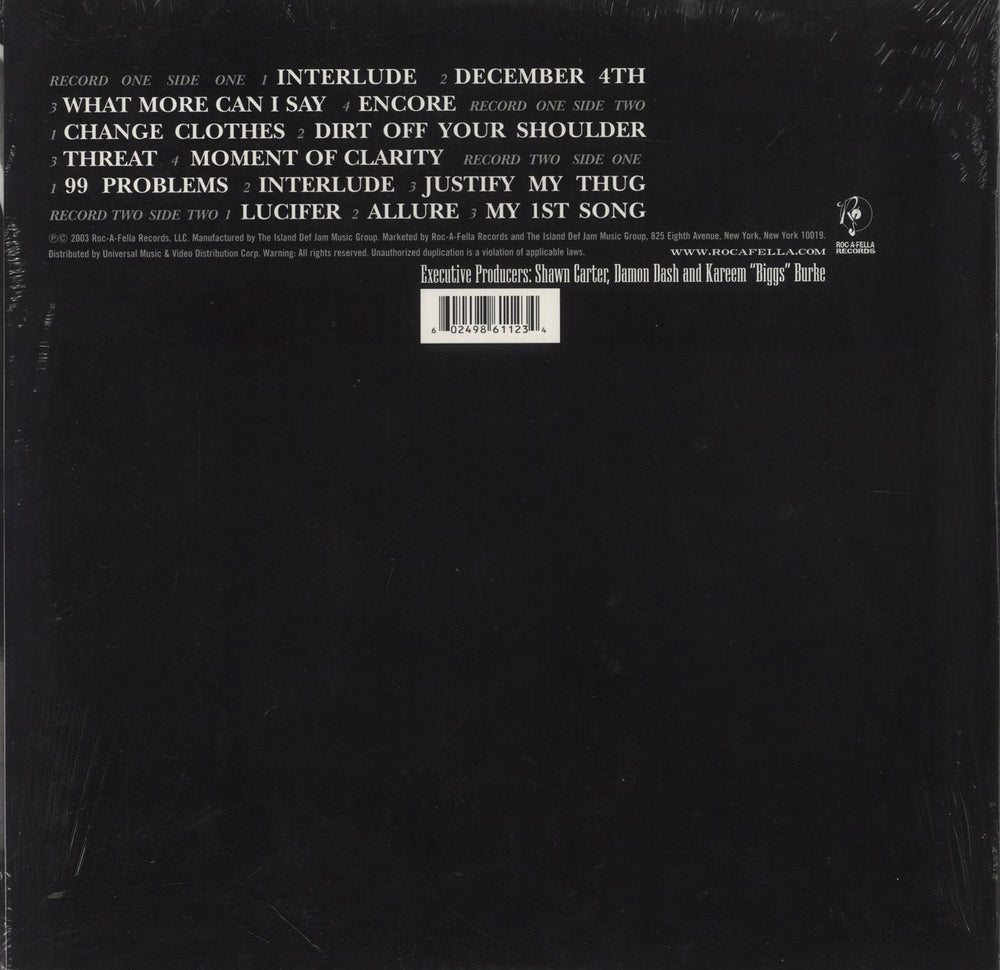 Jay-Z The Black Album US 2-LP vinyl record set (Double LP Album) 602498611234