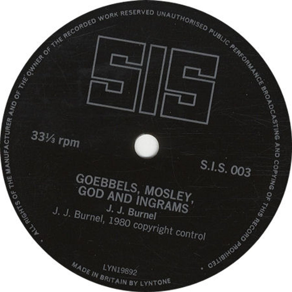 Jean Jacques Burnel Goebbels Mosley God And Ingrams - Flexi UK 7" vinyl single (7 inch record / 45) SIS003