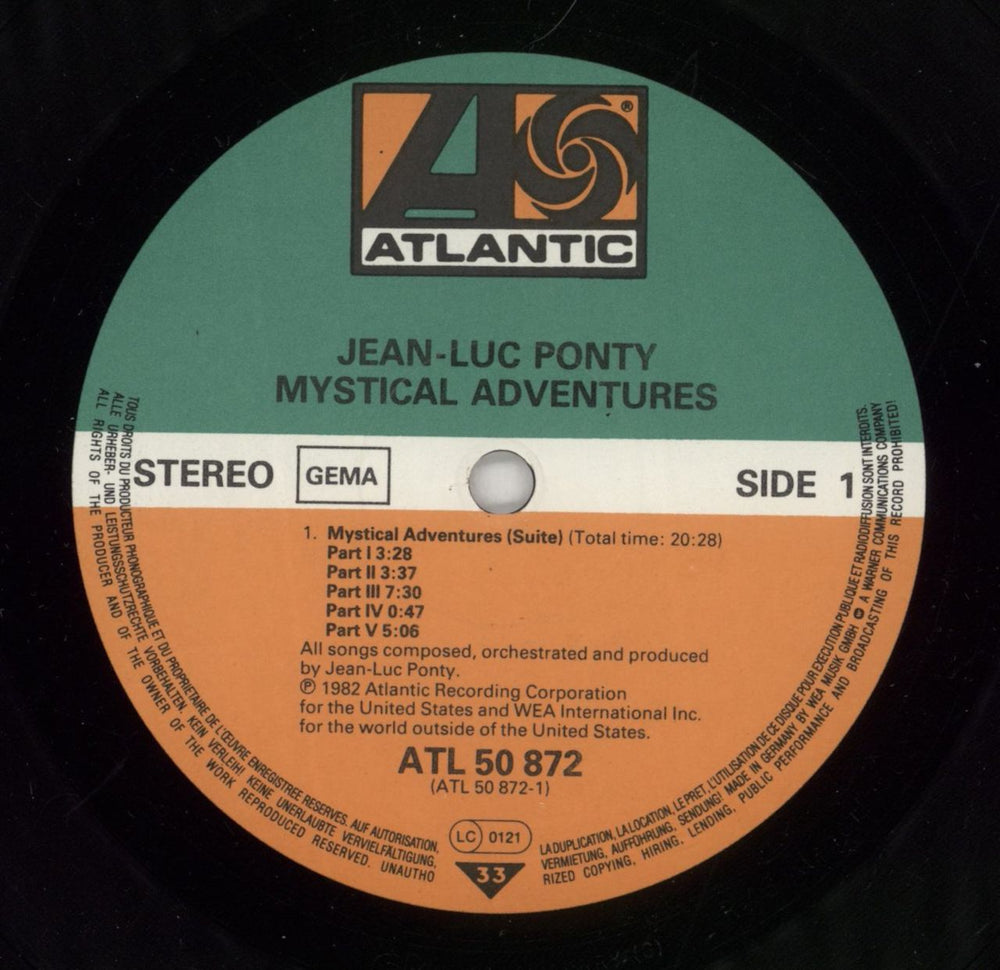 Jean-Luc Ponty Mystical Adventures German vinyl LP album (LP record) JA7LPMY663962
