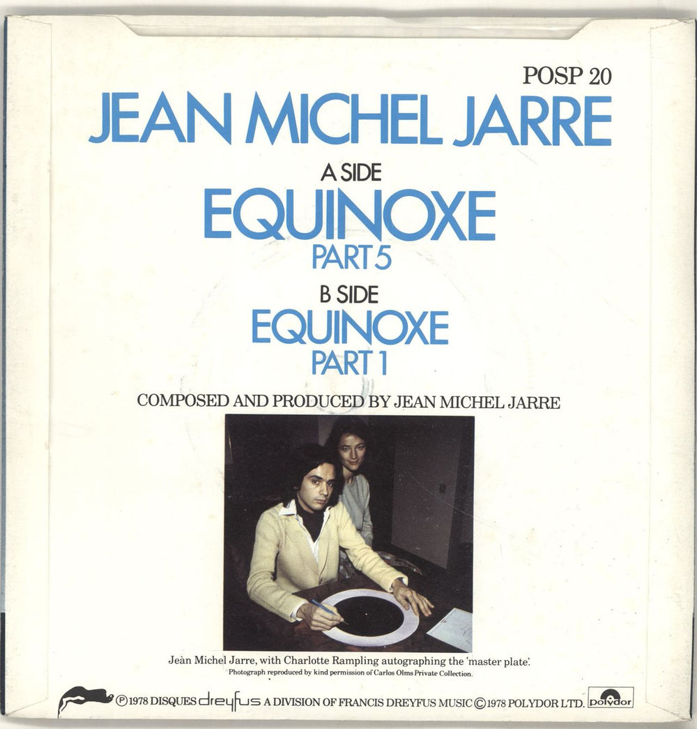 Jean-Michel Jarre Equinoxe - Etched + P/s UK 7" vinyl single (7 inch record / 45)