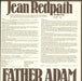 Jean Redpath Father Adam US vinyl LP album (LP record)