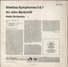 Jean Sibelius Sibelius: Symphony No. 5 In E Flat / Symphony No. 7 In C UK vinyl LP album (LP record)