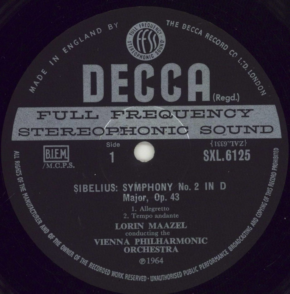 Jean Sibelius Symphony No. 2 UK vinyl LP album (LP record) SE3LPSY771735