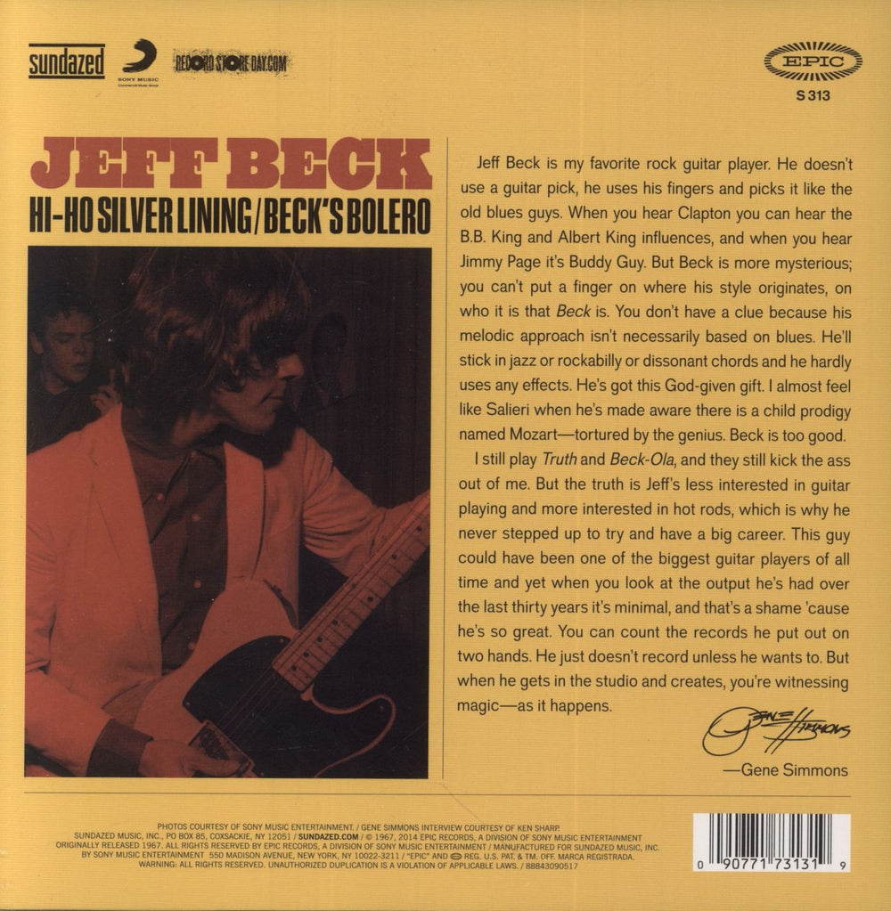 Jeff Beck Hi Ho Silver Lining - RSD '15 - Red Transparent Vinyl US 7" vinyl single (7 inch record / 45) 090771731319