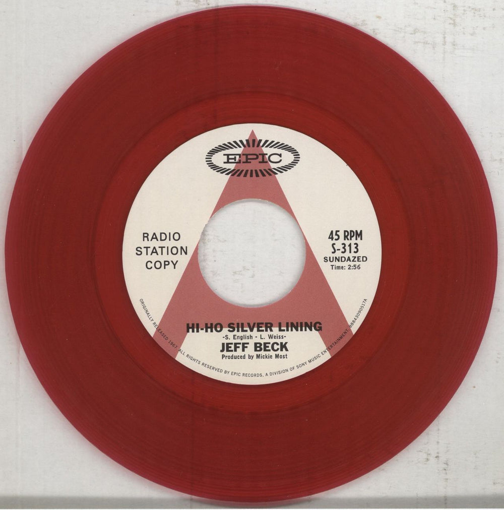 Jeff Beck Hi Ho Silver Lining - RSD '15 - Red Transparent Vinyl US 7" vinyl single (7 inch record / 45) BEK07HI852642