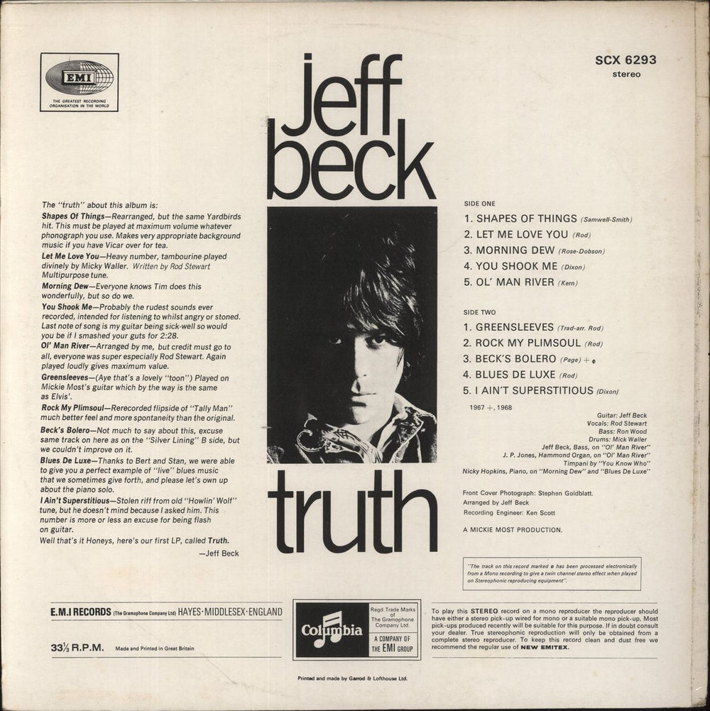 Jeff Beck Truth - 3rd UK vinyl LP album (LP record)