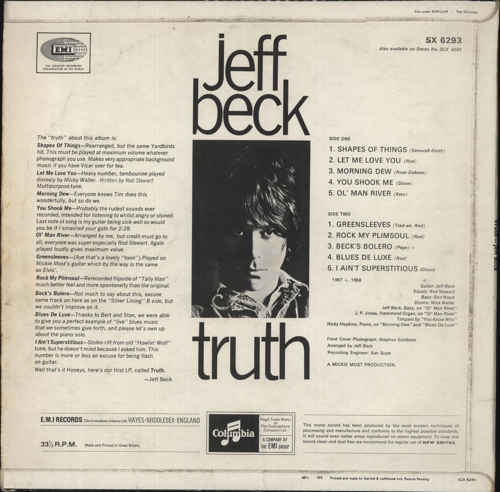 Jeff Beck Truth - VG UK vinyl LP album (LP record)