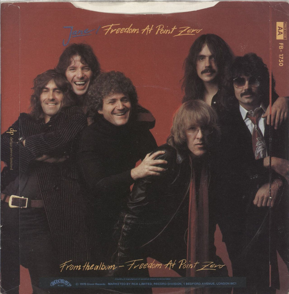 Jefferson Starship Jane - 4prong + Sleeve UK 7" vinyl single (7 inch record / 45)