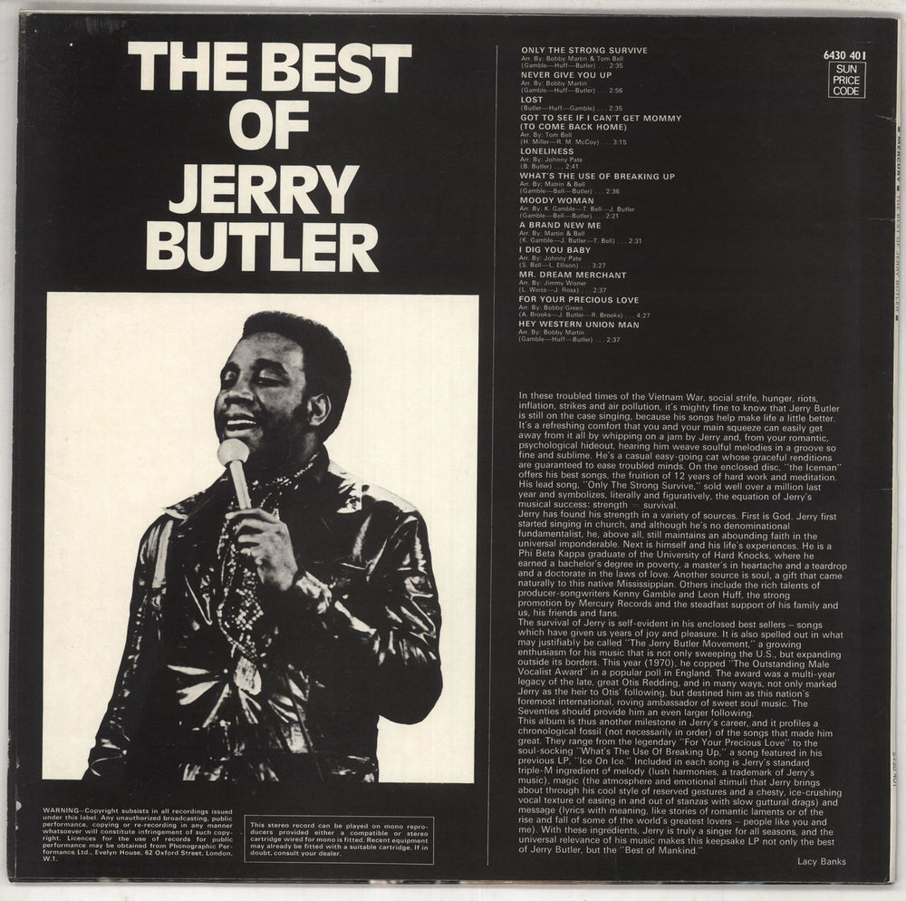 Jerry Butler The Best Of Jerry Butler UK vinyl LP album (LP record)