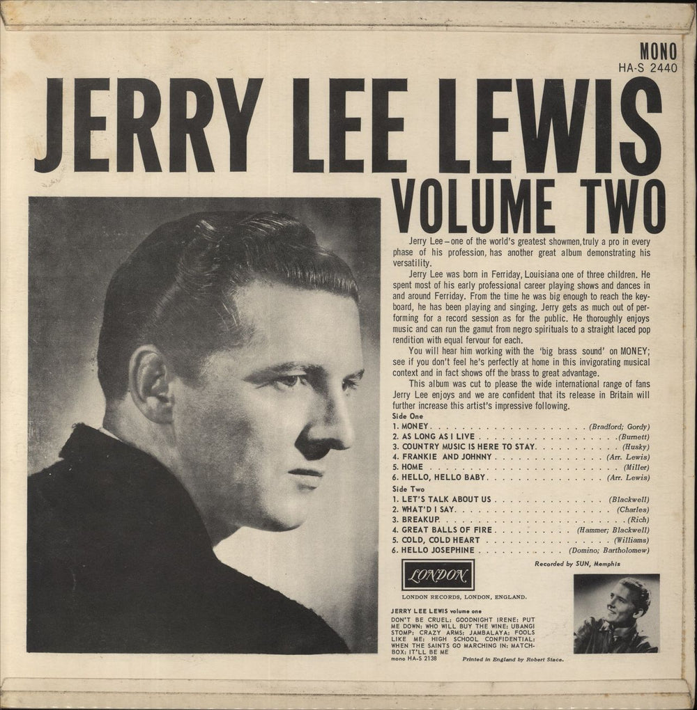 Jerry Lee Lewis Jerry Lee's Greatest! UK vinyl LP album (LP record)